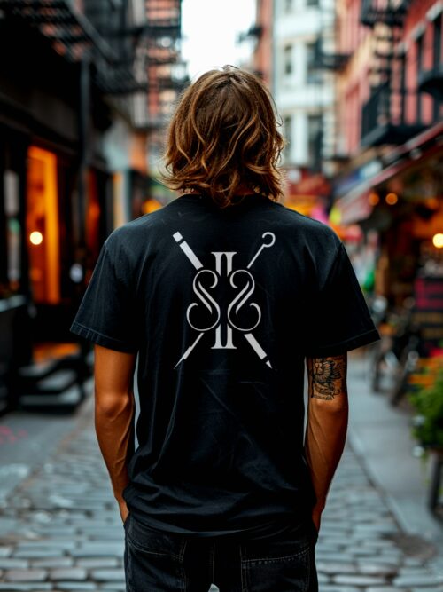 Sketch 2 Skin Logo- Back-Unisex-Black-Tshirt